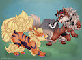 cookie, snowy and fret romp by FrickenStoat
