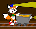 Billy the Fox Pushing a Minecart in the Gold Mine by CartoonFoxArt2002