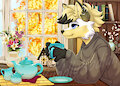 Spring Cozy Tea YCH - Kaiser by KuddlyKodiak
