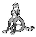 Holding breast by WereFox