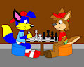 Alex and Brucie Playing Chess by CartoonFoxArt2002