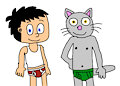 Lengieal and Daniel the Cat in Underwear by CaribbeanForever1