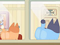 Bluey & Bingo washing windows with their bums by CubiShot