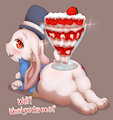 Bunneh and some Strawberry parfait! by HighOnCoffee