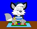 Stanley the Fox Drawing a Picture in the School by CartoonFoxArt2002