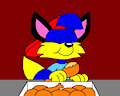 Alex the Fox Eating a Fried Chicken