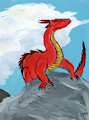 Red Dragon On A Mountain by Gashren