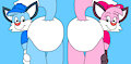 Skylar and Skyline in Diaper Butts Poses by CartoonFoxArt2002