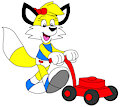 Sunshine the Fox Doing a Lawnmower