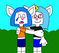 Natasha Standing with Jack hugging her with comfort by CartoonFoxArt2002
