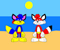 Alex and Felix at the Beach by CartoonFoxArt2002