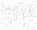 Lisa, Bert and Cedric playing basketball (lineart) by MMsArts