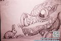 Monster and Bunny Sketch by CraftyAndyArt