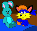 Stephen the Fox Posing his Chest with a Bunny Rabbit by CartoonFoxArt2002