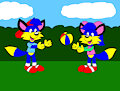 Alex and Alicia Catching a Ball in the Park by CartoonFoxArt2002