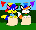 Alex and Billy in the Potato Sack Race by CartoonFoxArt2002