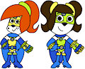 Dizzy and Dee Dee Dalmatian in Sexy Superheroine Costumes by DemonFuego48