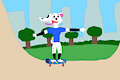 Bottomless Dolly Riding Her Skateboard by sebashton