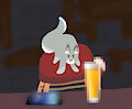 a squirrel scampers into a bar
