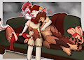 Cuties cuddling on a couch ^^ by OtterButtsArt