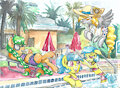 Mare Fair Mascots at the pool by ButtercupSaiyan