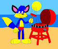 Alan the Fox Cooking a Sausages at the Beach by CartoonFoxArt2002