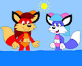 Taylor and Bluebell in the Water by CartoonFoxArt2002