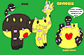 Genesis & Chris the Girafarig Diapercritter reference sheet by Hhyy80