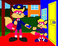 Postman Pete Giving his Letters to Preston the Fox