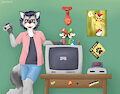 Retrogaming Raccoon (clothed version)