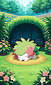 Shaymin sleeping in flower den