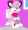 Skyline the Fox on the Toilet by CartoonFoxArt2002