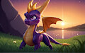 Spyro HQ Wallpaper - turning back on sunset with sparkly lake