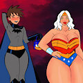 BatJunior and WonderElena trick or treating patreon reward sketch