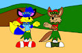Alex and Brucie in Hula at the Beach