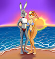 [Request] Bugs and Lola at beach by ZuenUrDraws