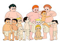 Group men with boys
