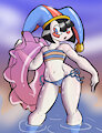Pomni at the beach by TheBurningDonut