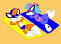 Billy and Bluebell Sleeping at the Beach by CartoonFoxArt2002