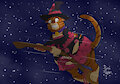 Fat cat on a broomstick [COMMISSION] by PlaceOfTheodore