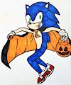 Sonic, ready for Hallowe'en by Balloonbouncer