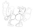 Tails and Tangle Belly Bump! by trejowauk