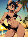 (Ai drawn) Nicole the lynx beach bikini by FurryFan1989