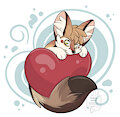 Cutie Fennec Fox on Heart - Commission