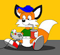Billy the Fox Playing a Video Games with Drink by CartoonFoxArt2002