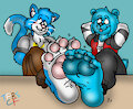 Kitty n Teddy Footsies by TheRedSkunk