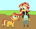 Sunset Shimmer and pony together in the mud 1