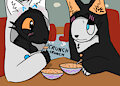 Expie and Milky eating by RaindropTheFurry
