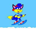 Alex the Fox on a Jump Ski