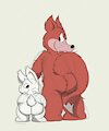 Bobby Bunny and the Fox showing off their butts (by Regheto) by FoxandRabbitFan